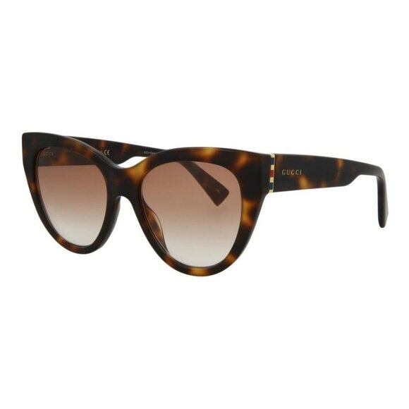 Gucci Womens Cat Eye Havana Gold Red Fashion Designer Eyewear - Picture 1 of 4